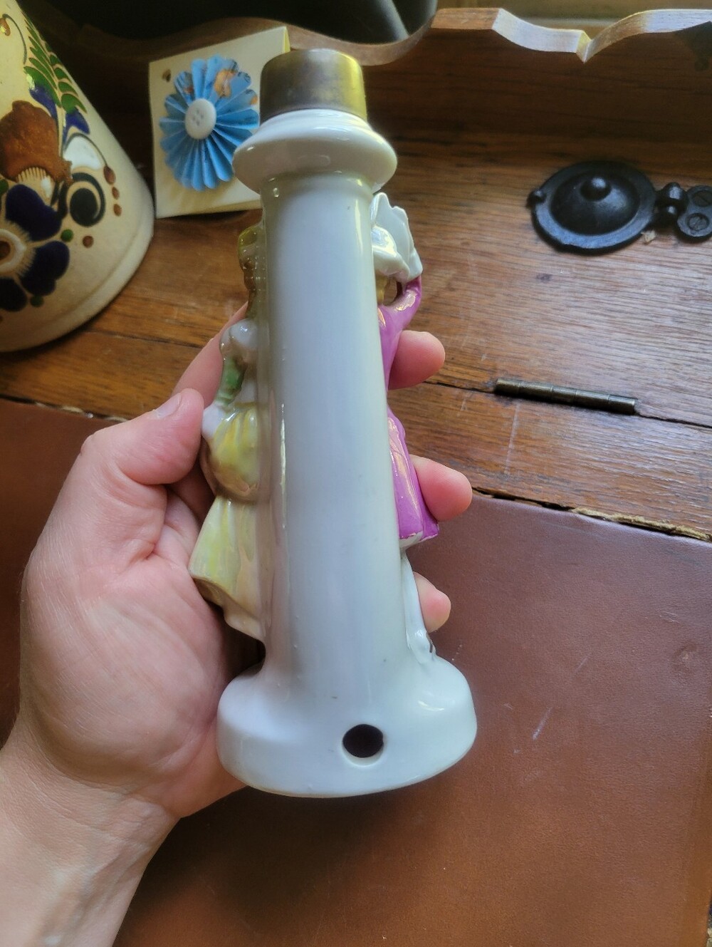 Vtg Porcelain Boudoir Lamp Base Colonial Courting Couple Figurine #12400 MCM - Picture 8 of 11